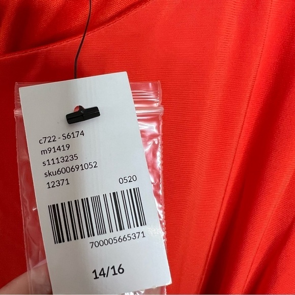 Lane Bryant Dress Women 14 16 Faux Wrap Sheath Short Sleeve Orange B11 - Picture 3 of 8